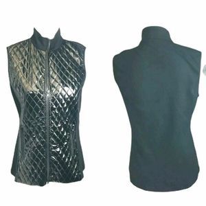 J'Envie Longline Vest Patent Faux Leather Black